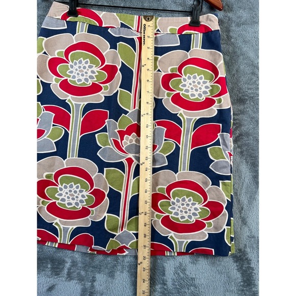 Boden Skirt Womens 8 Multicolored Lotus Flower Pencil Skirt 100% Cotton - Picture 3 of 9